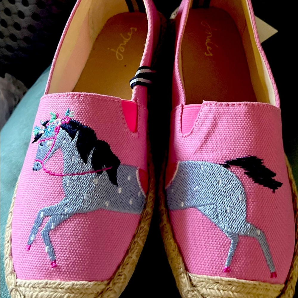 Girls Shelbury Alpargata Pink & Blue Canvas/Jute shoes! Size 4